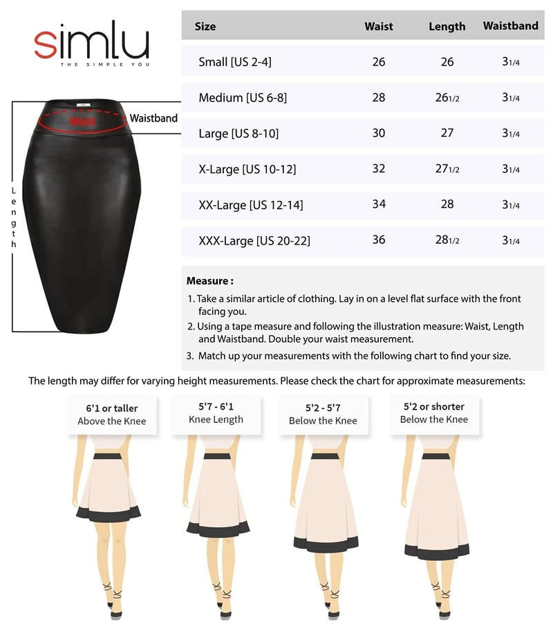 Simlu Faux Leather Skirts for Women High Waisted Leather Bodycon Pencil Skirt - Image 4